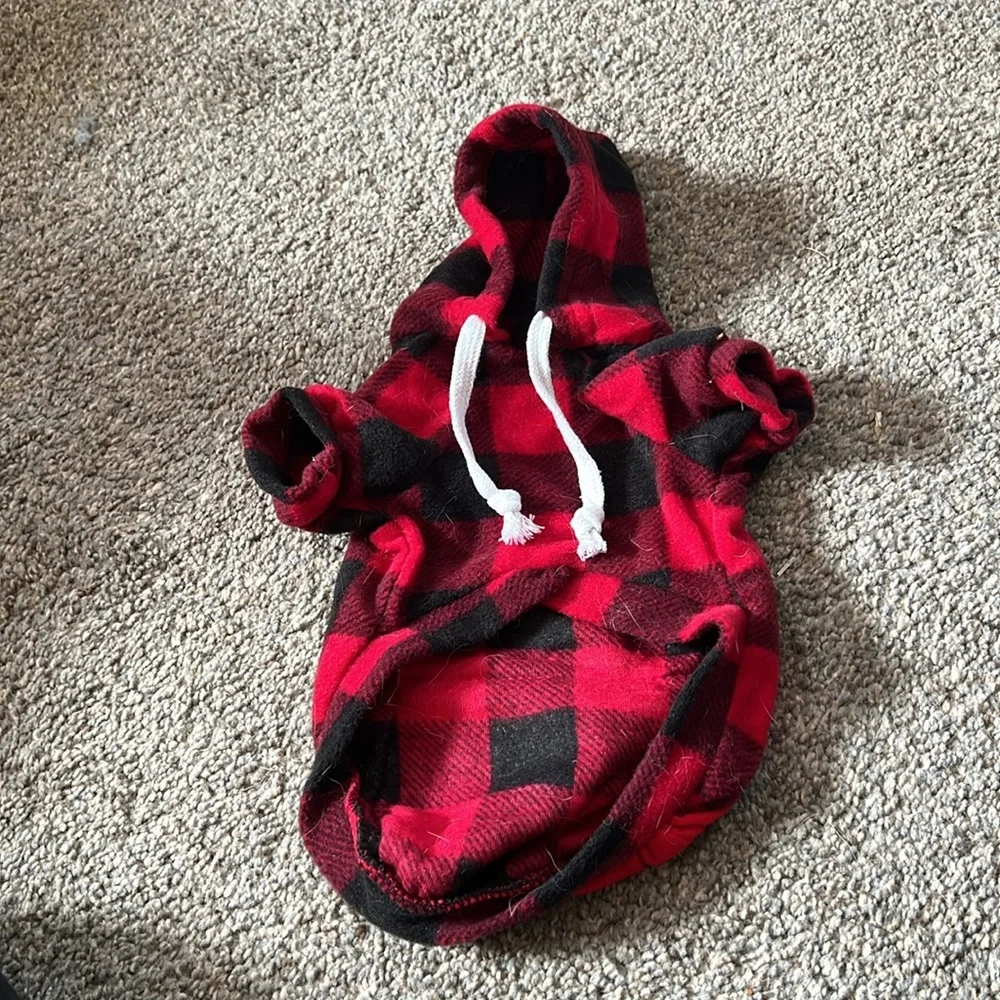 Buffalo plaid hoodie with zipper pouch